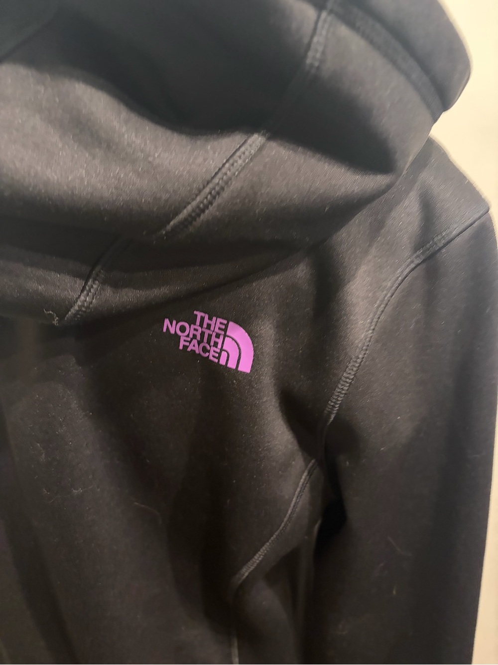 The North Face Black Hoodie with Purple Logo and Lined Hood - Picture 5 of 8